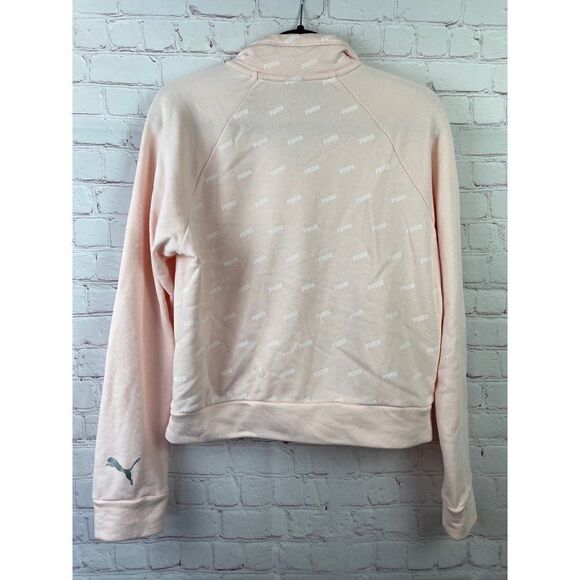 PUMA Soft Pink Pullover 1/2 zip cropped sweatshirt. Small - Picture 8 of 9